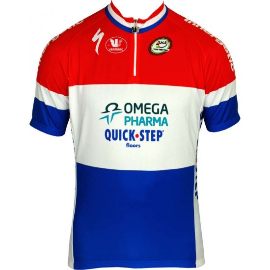 OMEGA PHARMA-QUICKSTEP Holländischer Meister 2013-Kurzarmtrikot mit kurzem Reißverschluss